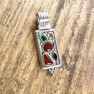 Gem Stone Sterling Silver Pendant Slide